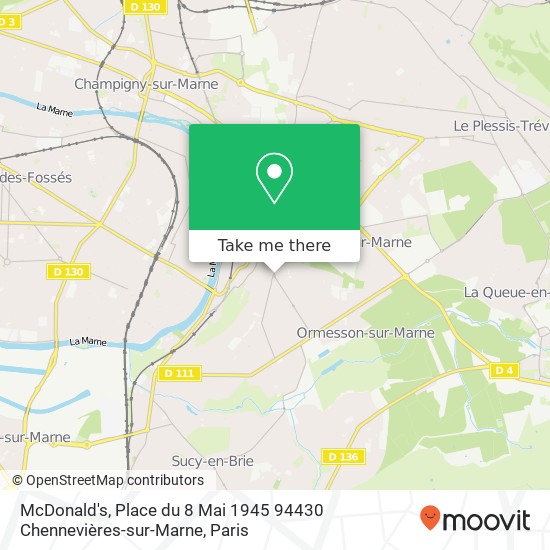 Mapa McDonald's, Place du 8 Mai 1945 94430 Chennevières-sur-Marne