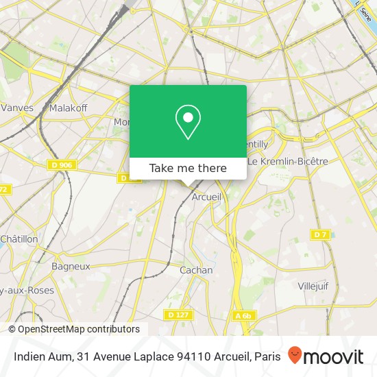 Mapa Indien Aum, 31 Avenue Laplace 94110 Arcueil