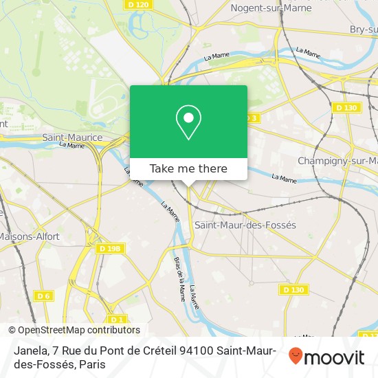 Mapa Janela, 7 Rue du Pont de Créteil 94100 Saint-Maur-des-Fossés