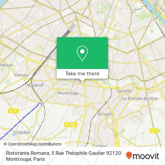 Mapa Ristorante Romana, 5 Rue Théophile Gautier 92120 Montrouge