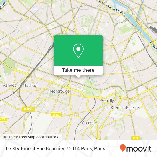 Mapa Le XIV Eme, 4 Rue Beaunier 75014 Paris