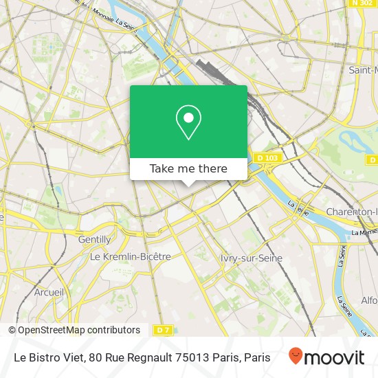 Mapa Le Bistro Viet, 80 Rue Regnault 75013 Paris