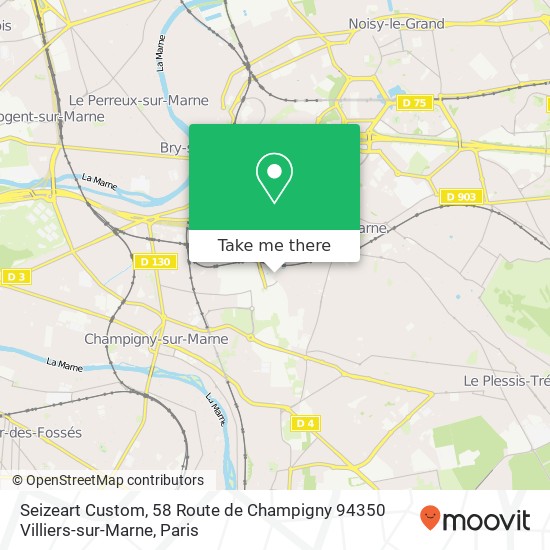 Mapa Seizeart Custom, 58 Route de Champigny 94350 Villiers-sur-Marne