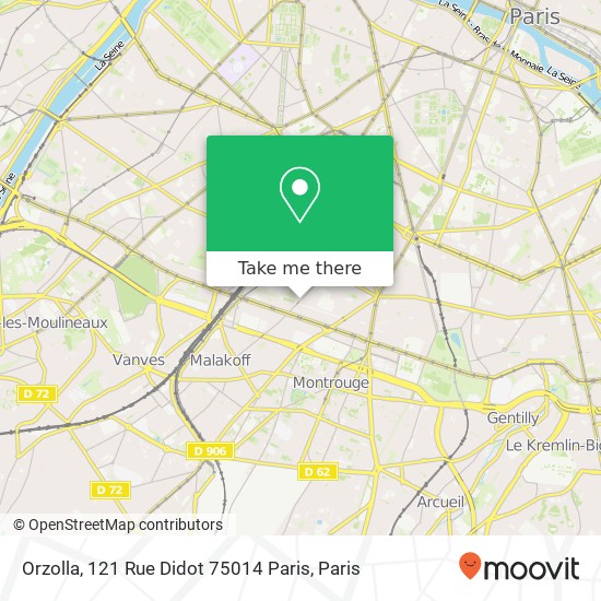 Orzolla, 121 Rue Didot 75014 Paris map