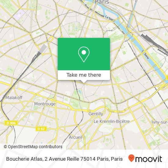 Mapa Boucherie Atlas, 2 Avenue Reille 75014 Paris
