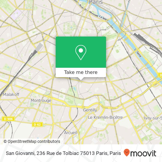 San Giovanni, 236 Rue de Tolbiac 75013 Paris map