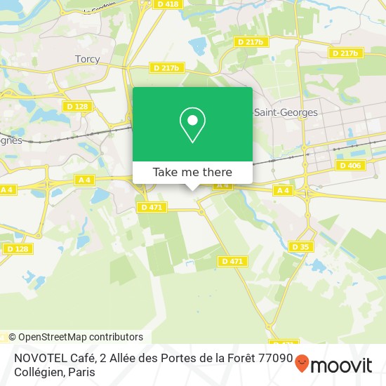 Mapa NOVOTEL Café, 2 Allée des Portes de la Forêt 77090 Collégien