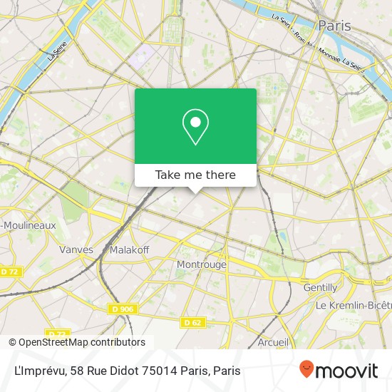 L'Imprévu, 58 Rue Didot 75014 Paris map