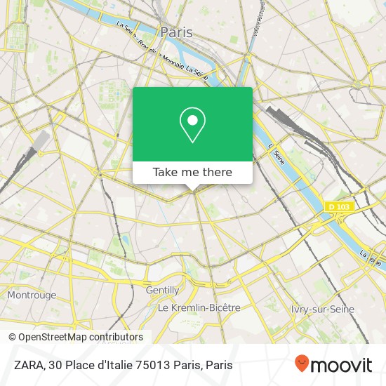 ZARA, 30 Place d'Italie 75013 Paris map