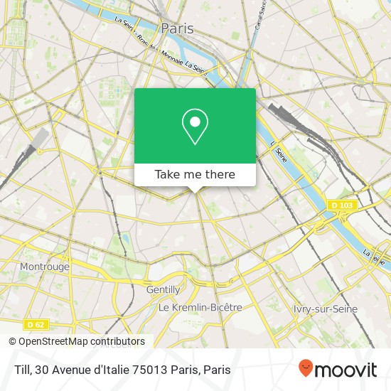 Till, 30 Avenue d'Italie 75013 Paris map