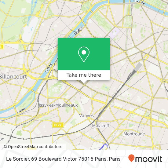 Mapa Le Sorcier, 69 Boulevard Victor 75015 Paris