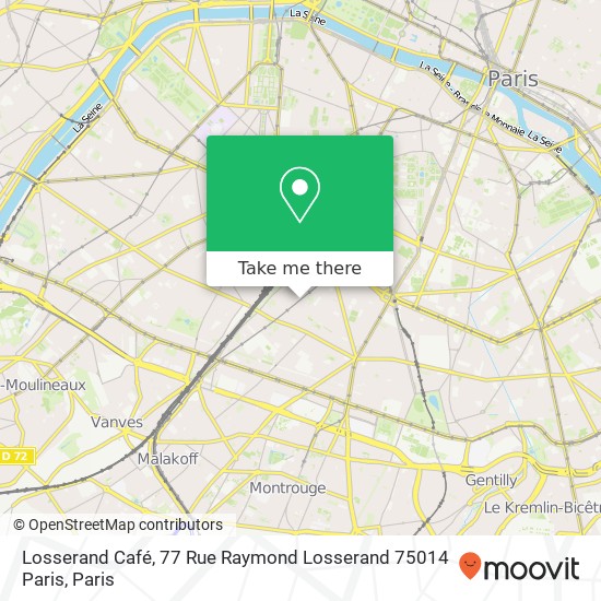 Mapa Losserand Café, 77 Rue Raymond Losserand 75014 Paris