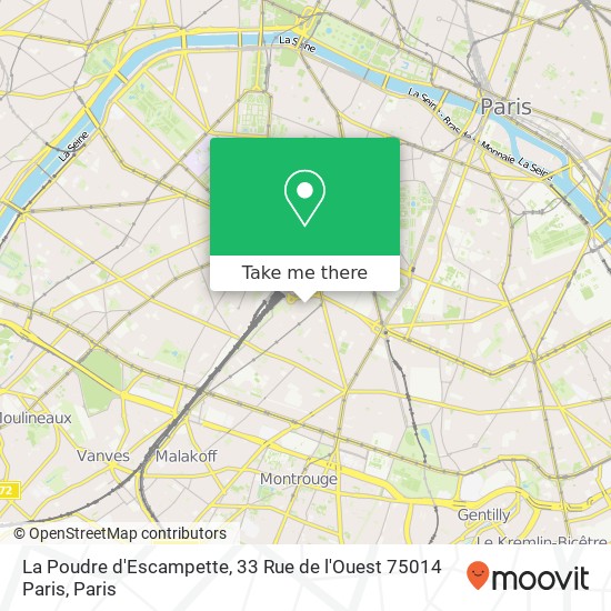 La Poudre d'Escampette, 33 Rue de l'Ouest 75014 Paris map