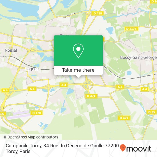 Mapa Campanile Torcy, 34 Rue du Général de Gaulle 77200 Torcy