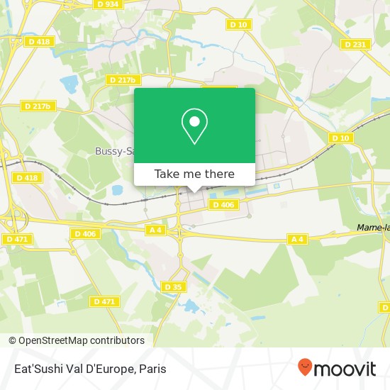 Mapa Eat'Sushi Val D'Europe, 1B Place de la Marne 77600 Bussy-Saint-Georges