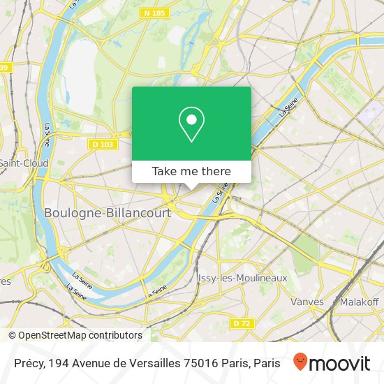 Mapa Précy, 194 Avenue de Versailles 75016 Paris