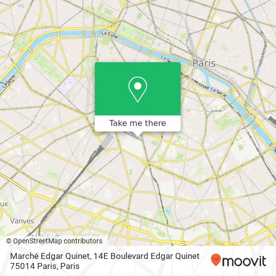 Mapa Marché Edgar Quinet, 14E Boulevard Edgar Quinet 75014 Paris