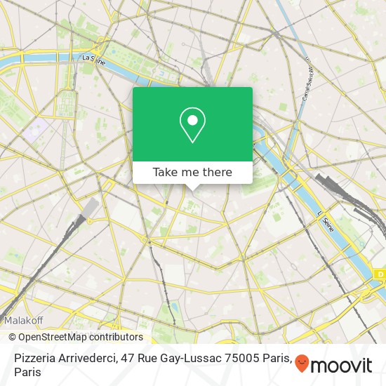 Mapa Pizzeria Arrivederci, 47 Rue Gay-Lussac 75005 Paris