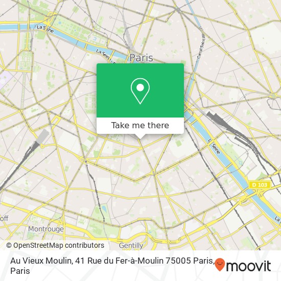 Mapa Au Vieux Moulin, 41 Rue du Fer-à-Moulin 75005 Paris