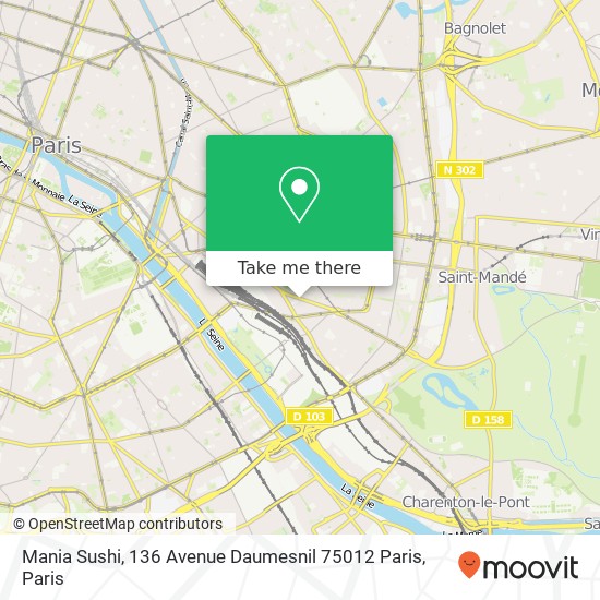 Mania Sushi, 136 Avenue Daumesnil 75012 Paris map