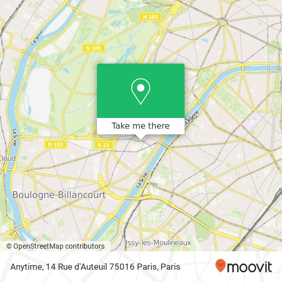 Anytime, 14 Rue d'Auteuil 75016 Paris map