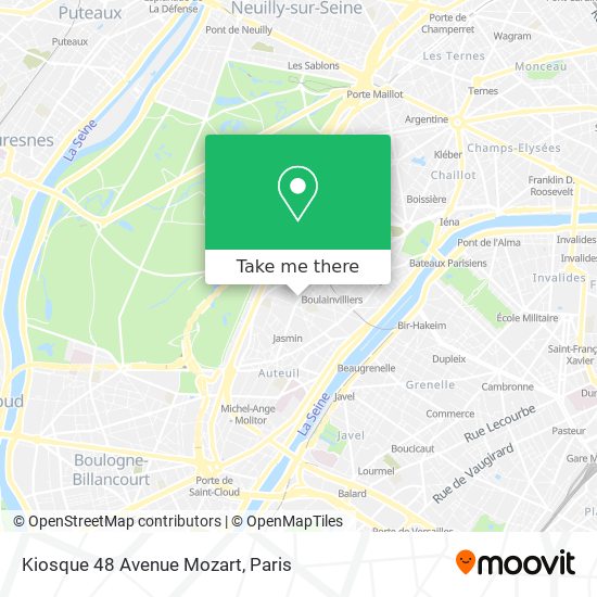 Mapa Kiosque 48 Avenue Mozart