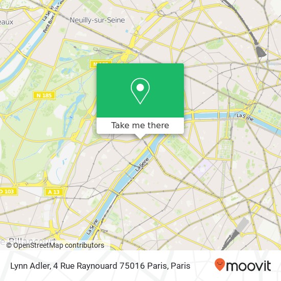 Mapa Lynn Adler, 4 Rue Raynouard 75016 Paris