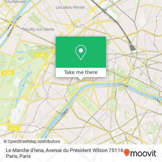 Mapa Le Marche d'Iena, Avenue du Président Wilson 75116 Paris