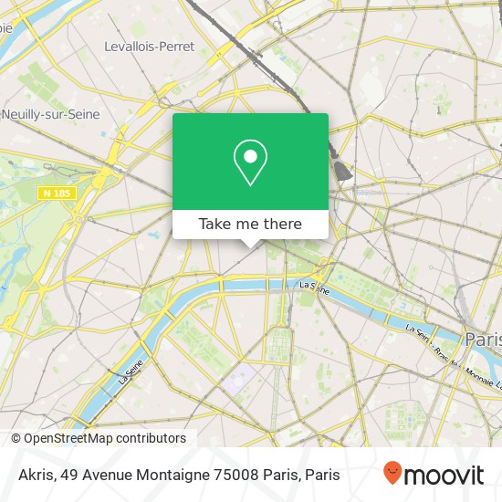 Mapa Akris, 49 Avenue Montaigne 75008 Paris