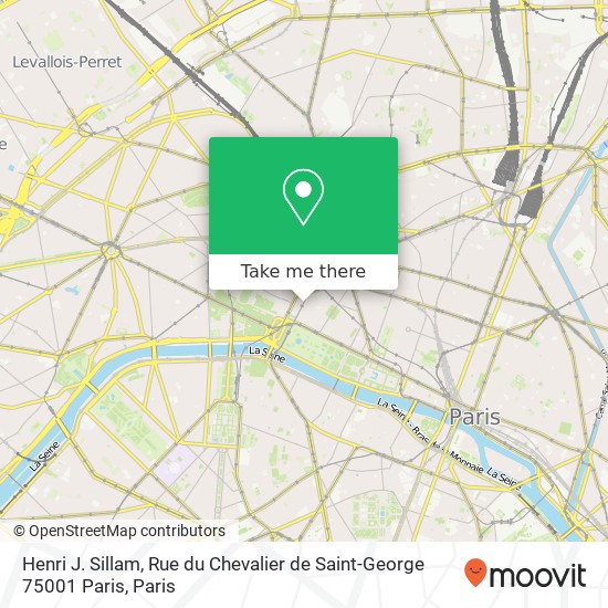 Mapa Henri J. Sillam, Rue du Chevalier de Saint-George 75001 Paris