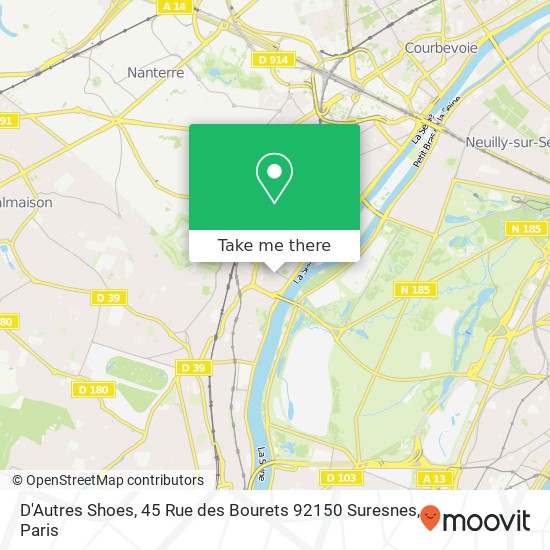 Mapa D'Autres Shoes, 45 Rue des Bourets 92150 Suresnes