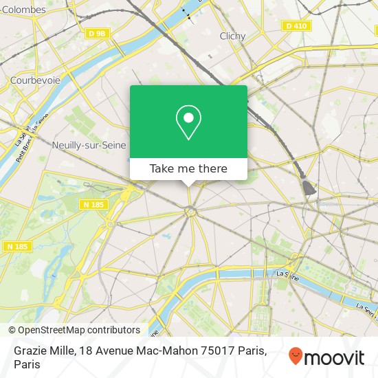 Grazie Mille, 18 Avenue Mac-Mahon 75017 Paris map