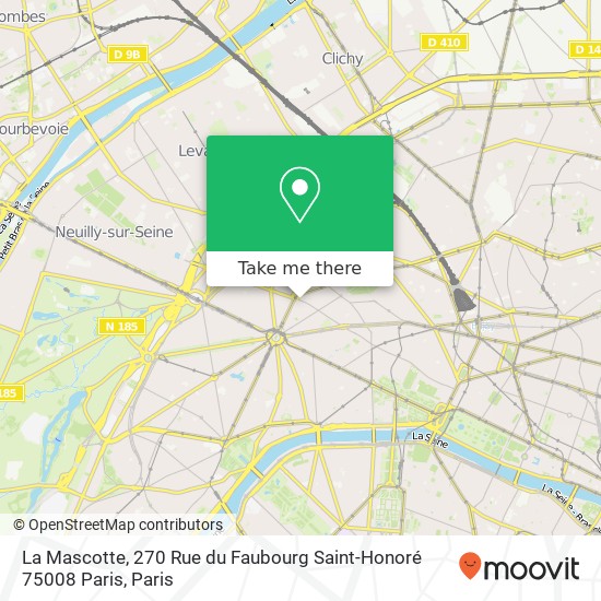 Mapa La Mascotte, 270 Rue du Faubourg Saint-Honoré 75008 Paris