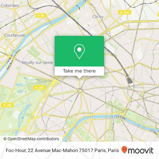 Foc-Hour, 22 Avenue Mac-Mahon 75017 Paris map