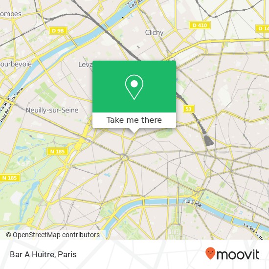 Mapa Bar A Huitre, Avenue de Wagram 75017 Paris