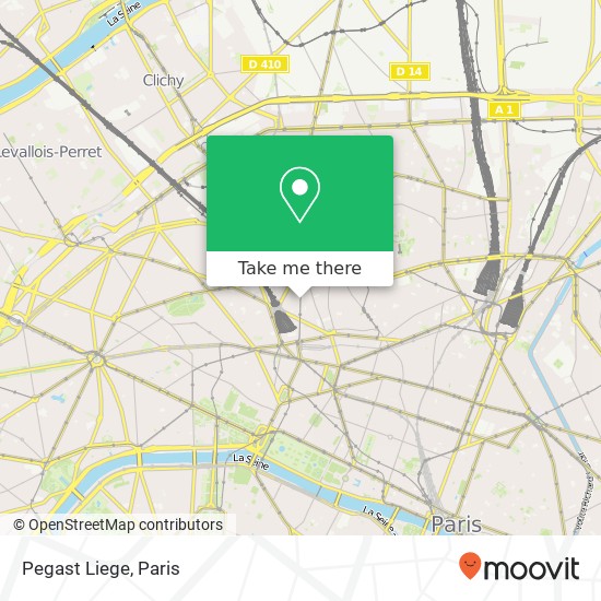 Mapa Pegast Liege, 62 Rue d'Amsterdam 75009 Paris