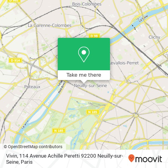 Mapa Vivin, 114 Avenue Achille Peretti 92200 Neuilly-sur-Seine