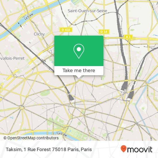 Taksim, 1 Rue Forest 75018 Paris map