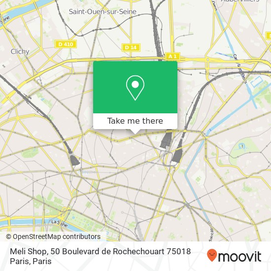 Mapa Meli Shop, 50 Boulevard de Rochechouart 75018 Paris