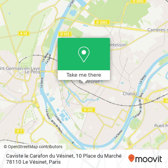 Mapa Caviste le Carafon du Vésinet, 10 Place du Marché 78110 Le Vésinet