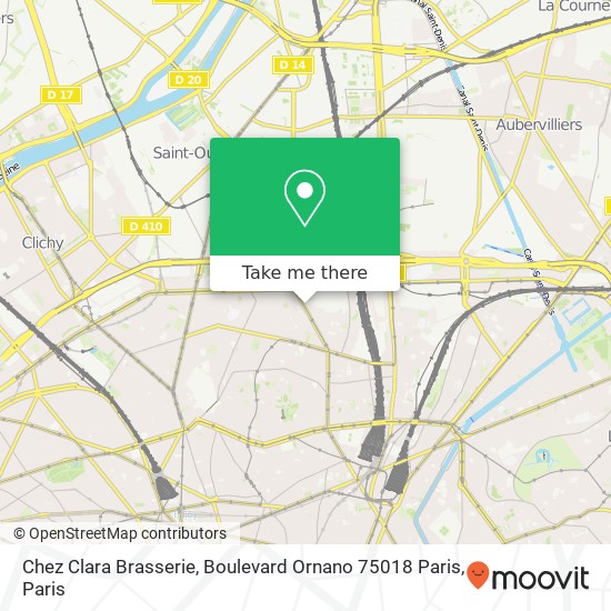 Mapa Chez Clara Brasserie, Boulevard Ornano 75018 Paris