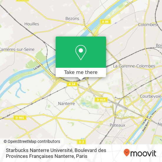 Mapa Starbucks Nanterre Université, Boulevard des Provinces Françaises Nanterre