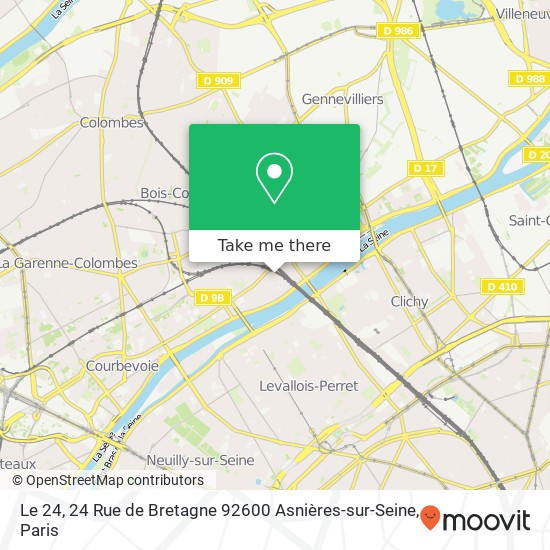 Mapa Le 24, 24 Rue de Bretagne 92600 Asnières-sur-Seine
