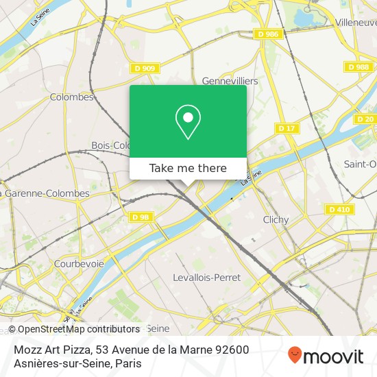 Mapa Mozz Art Pizza, 53 Avenue de la Marne 92600 Asnières-sur-Seine