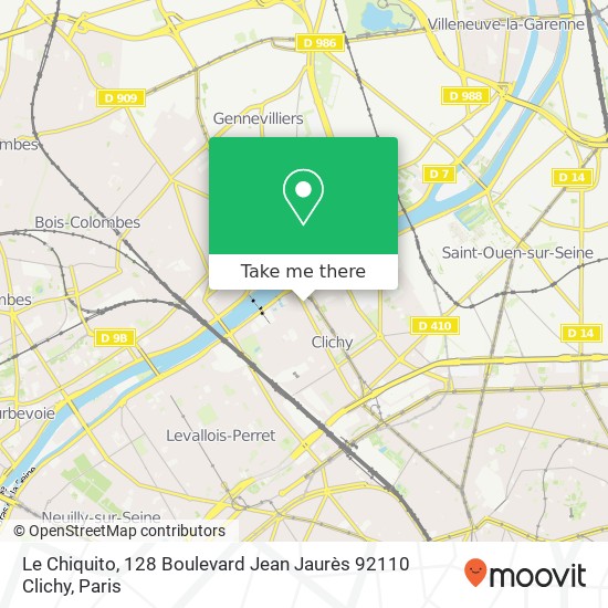 Mapa Le Chiquito, 128 Boulevard Jean Jaurès 92110 Clichy