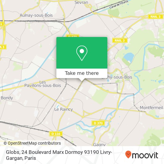 Mapa Globs, 24 Boulevard Marx Dormoy 93190 Livry-Gargan