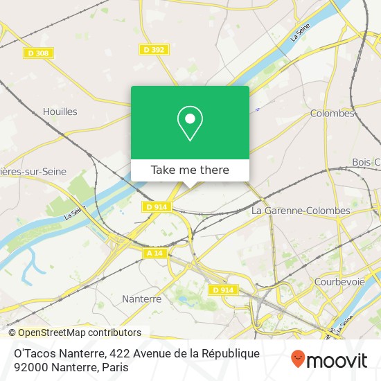 Mapa O'Tacos Nanterre, 422 Avenue de la République 92000 Nanterre