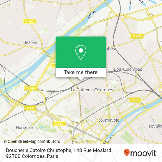 Mapa Boucherie Catoire Christophe, 148 Rue Moslard 92700 Colombes