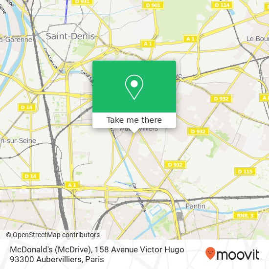 McDonald's (McDrive), 158 Avenue Victor Hugo 93300 Aubervilliers map