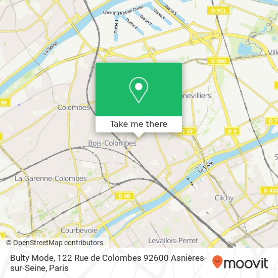 Mapa Bulty Mode, 122 Rue de Colombes 92600 Asnières-sur-Seine